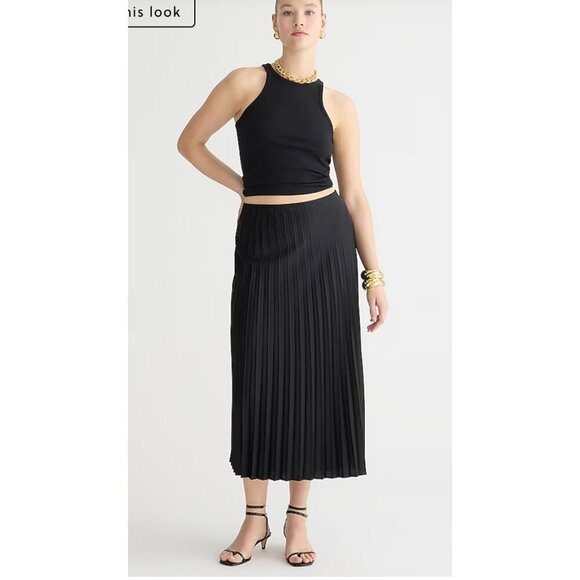 J. Crew Dresses & Skirts - J.Crew Womens $128 Pleated Pull On Skirt Black Size S BN757